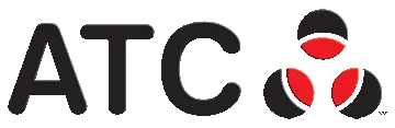 ATC logo featuring three black and red interlocking circles on the right.